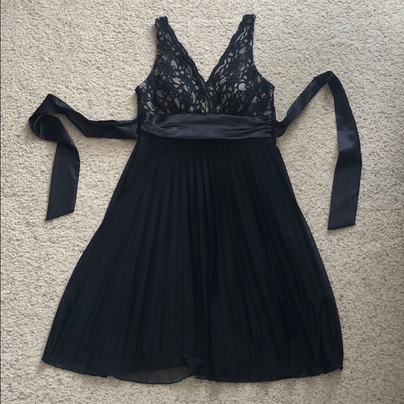 Black lace, chiffon, and satin dress by Studio Y. - Picture 1 of 5